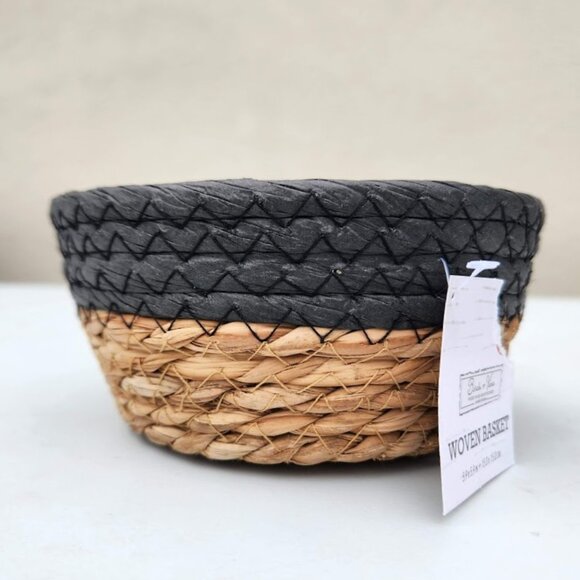 New Small Set of 2 Baskets Woven Basket Dark Navy Blue Decor Keys Holder Entrywa - Picture 3 of 11